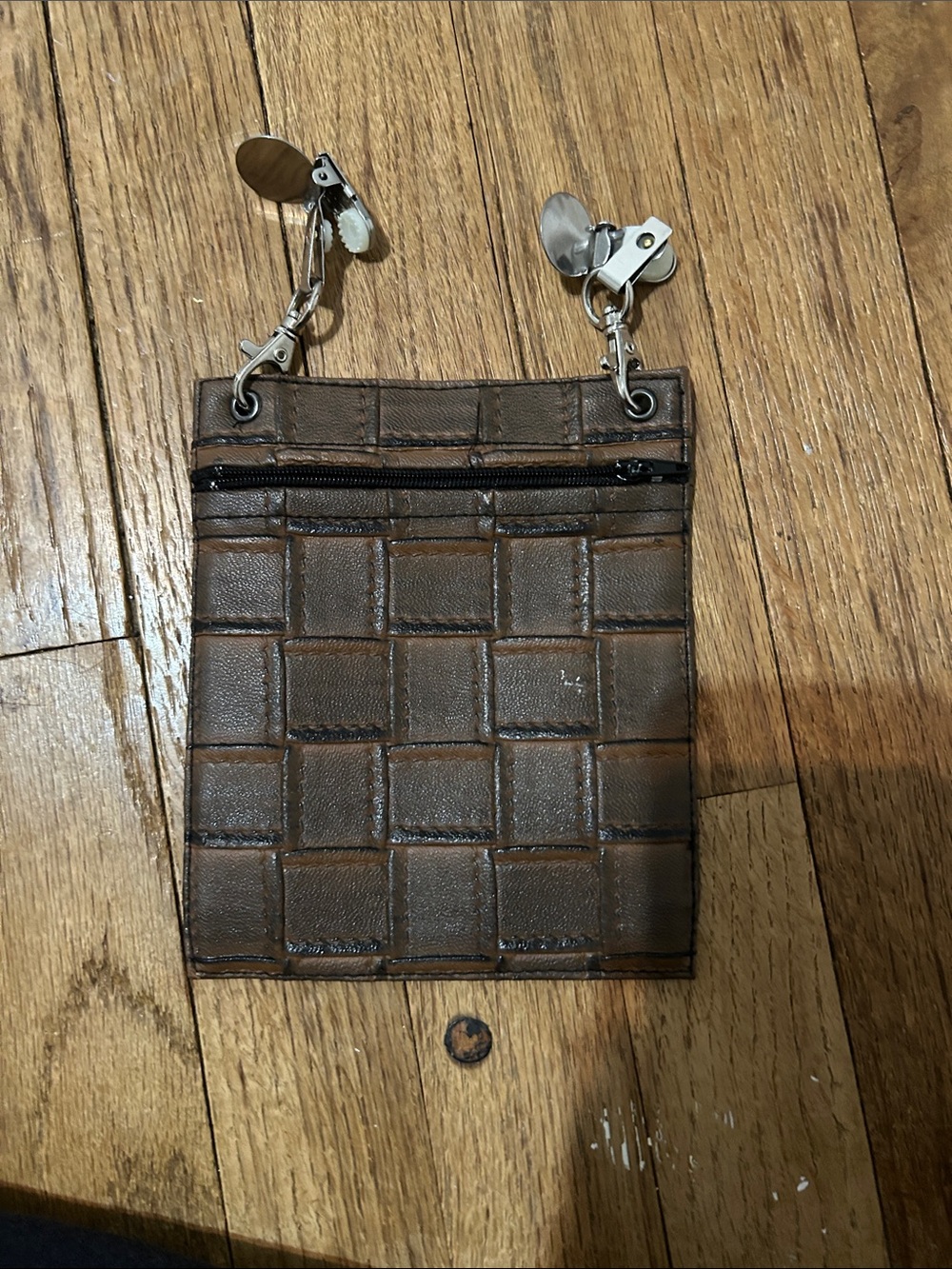Brown Quilted Clip-On pouch